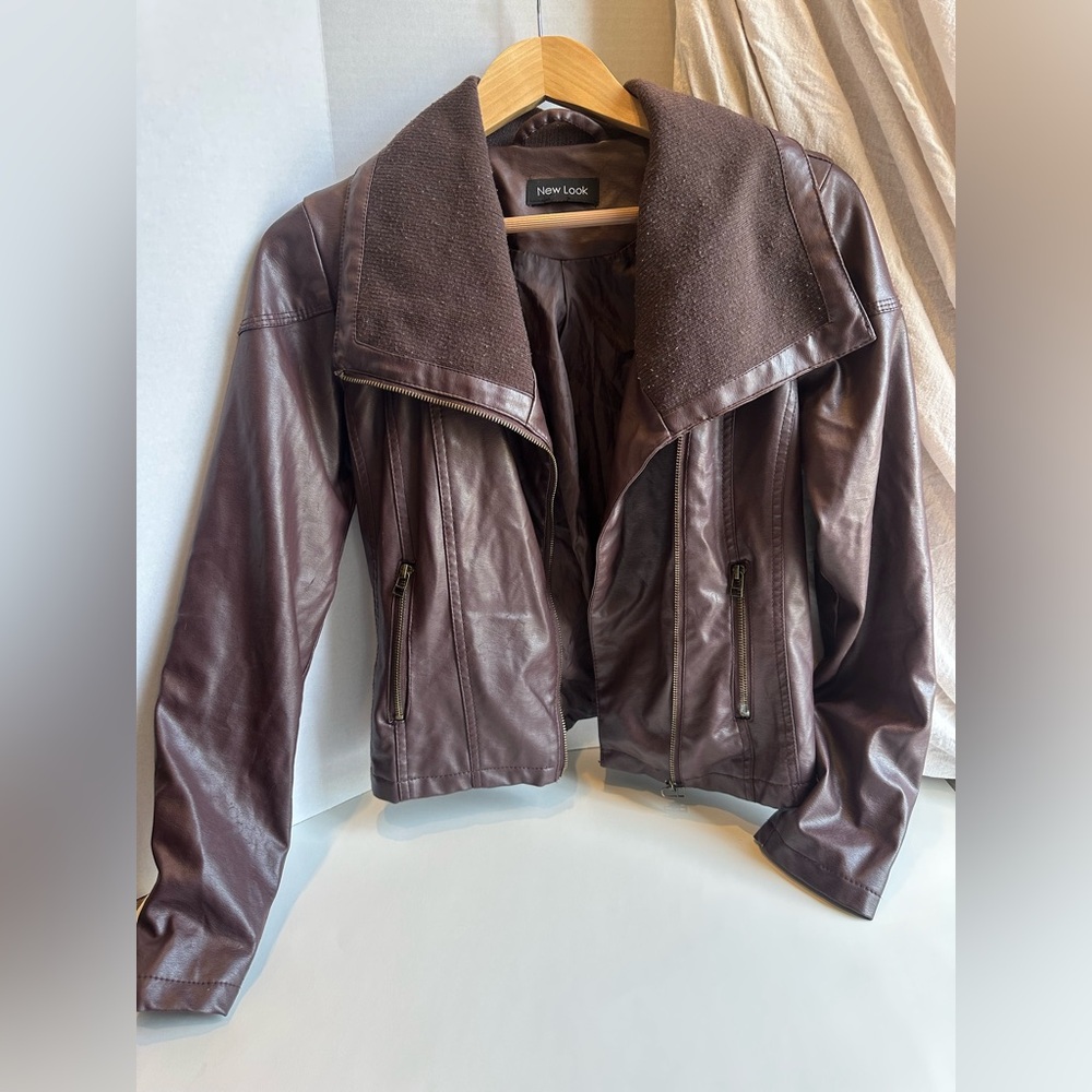 New Look Women's Dark Brown Leather Jacket